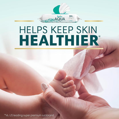 Pampers Aqua Pure Baby Wipes - 99% Water, Fragrance-Free, 672 Total Wipes (12 Flip-Top Packs)