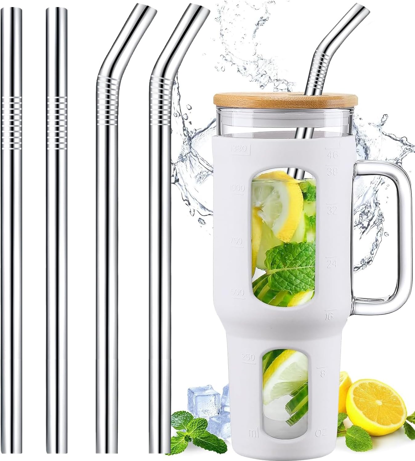Stanley 12" Stainless Steel Straws - Reusable Metal Straws with Cleaning Brush | 4 Pack for 40 oz & 30 oz Tumblers