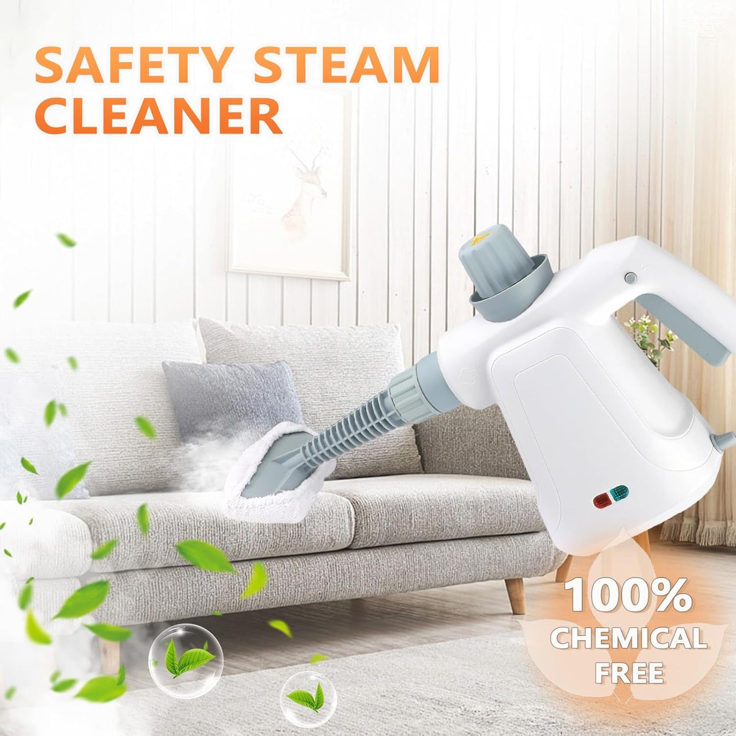 Pressurized Steam Cleaner, Handheld Multi-Surface Steamer with 11 Accessories & Steam Lock, 350ml Tank for Home, Car, Kitchen, Bathroom, Windows – Chemical-Free Deep Cleaning