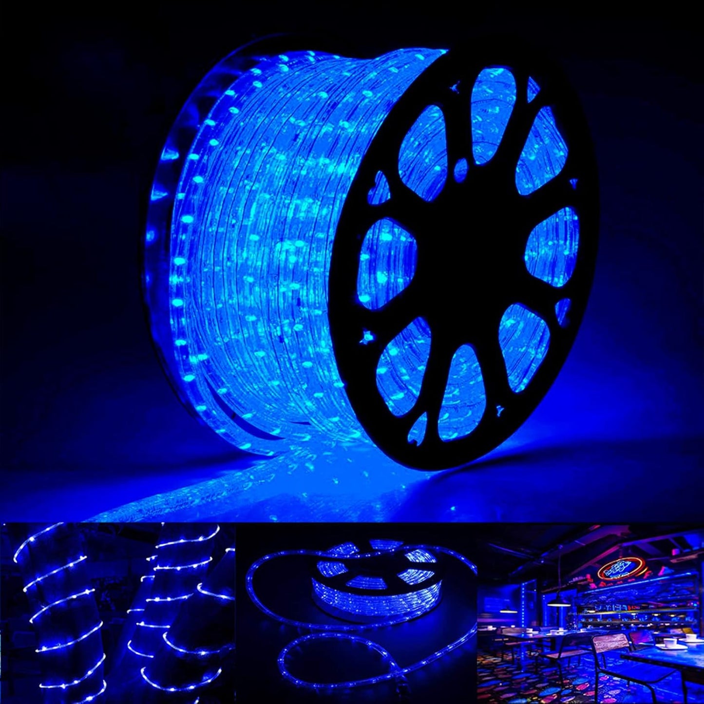 50ft LED Rope Lights by 360 - Waterproof & Flexible Tube Lights with 8 Modes | Ideal for Outdoor Decks, Gardens, Pools & Patios (Blue)