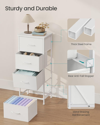 SONGMICS Dresser - Stylish Chest of Drawers with 4 Non-Woven Fabric Bins | Cloud White & Snow White