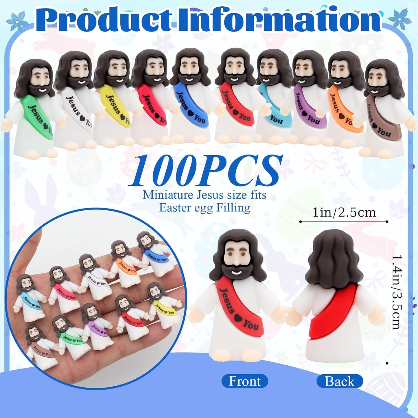 Owurha Jesus Love You Mini Figures - 100 Pcs Tiny Religious Figurines for Parties & Gifts