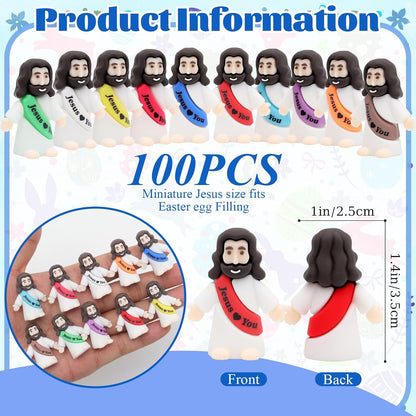 Owurha Jesus Love You Mini Figures - 100 Pcs Tiny Religious Figurines for Parties & Gifts