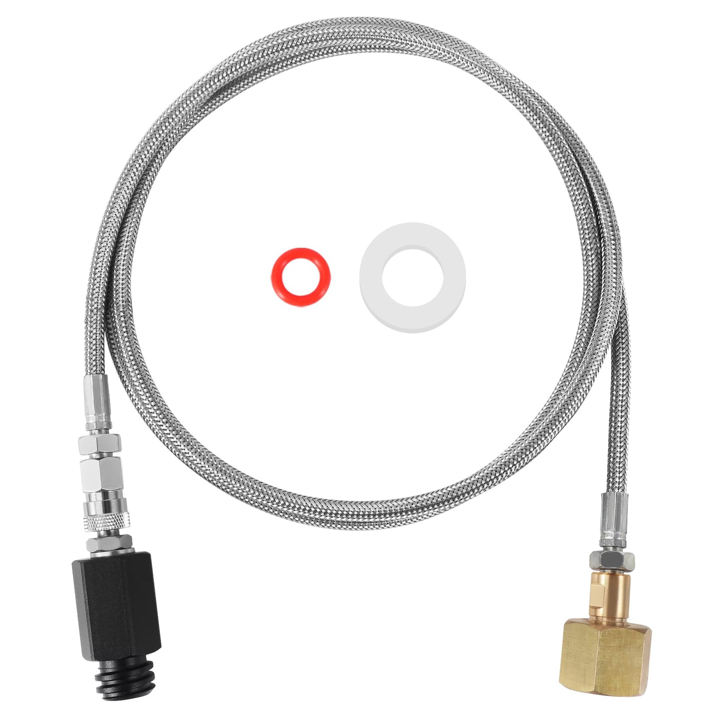 Soda Maker Adapter Soda Maker Connector, CO2 Tank CO2 Cylinder Adapter with Stainless Steel Hose, CGA320 to TR21-4 Carbonated Water Maker for Fizzi One Touch Jet Ninja