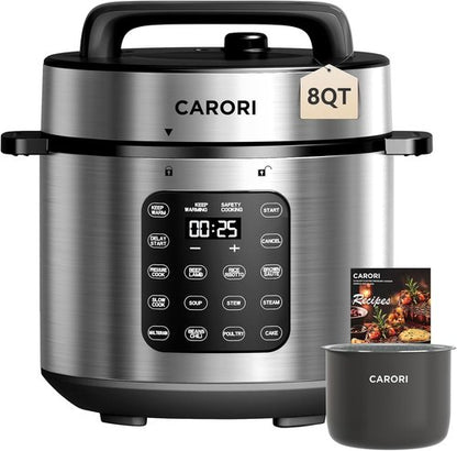 Instant Pot 9-in-1 Electric Pressure Cooker - 1000W Multi-Cooker with Touchscreen, 8 Qt Silver