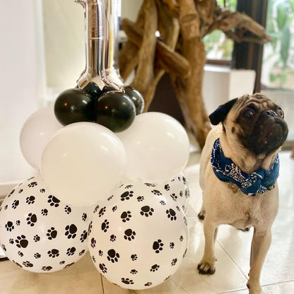 PartyWoo Paw Balloons - 12 Inch Matte White Dog Paw Print Latex Balloons | 50 Pack for Animal-Themed Parties