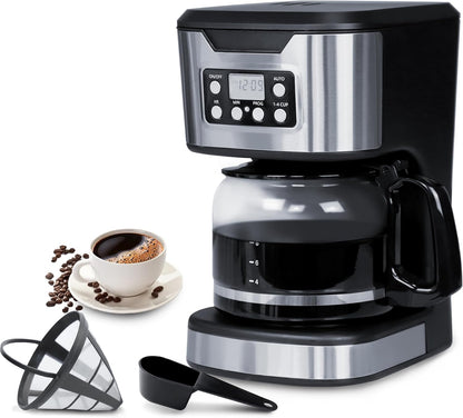 Skiennix Programmable Coffee Maker - 12-Cup Fully Automatic Drip Machine | Stainless Steel, Keep-Warm Function