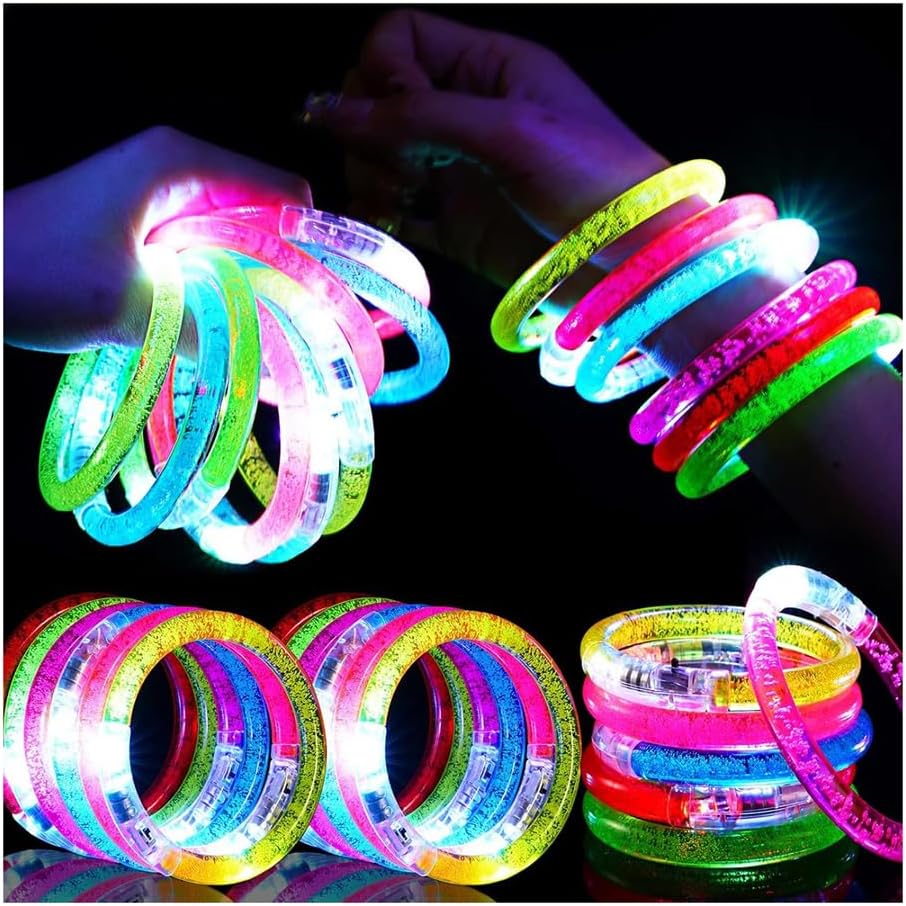 Skiennix 24Pcs Glow In The Dark Party Supplies - LED Bracelets & Glow Sticks for Kids & Adults | Perfect for Birthdays & Festivals