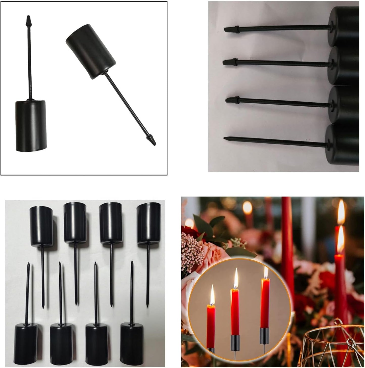 Skiennix Candle Holder Stakes - Heavy Duty Metal Taper Candlestick Holders for Weddings & Events | 4 Pack