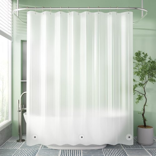 AmazerBath Extra Long Shower Curtain Liner, Plastic Shower Liner 84 Inches Long, Frosted PEVA 72x84 Shower Curtain Liner, Cute Waterproof 84 Inch Shower Curtain Liners with 3 Magnets
