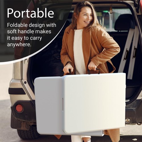 Foldable Table - 6 Feet Heavy Duty with Built-In Handle & Steel Legs | Perfect for Events, Picnics, and More