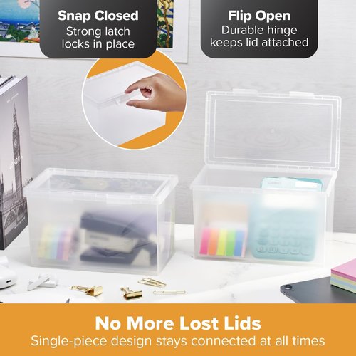 Bostitch Konnect Storage Containers - Clear Plastic Office Organizer with Lids | 4 Qt, 2 Pack