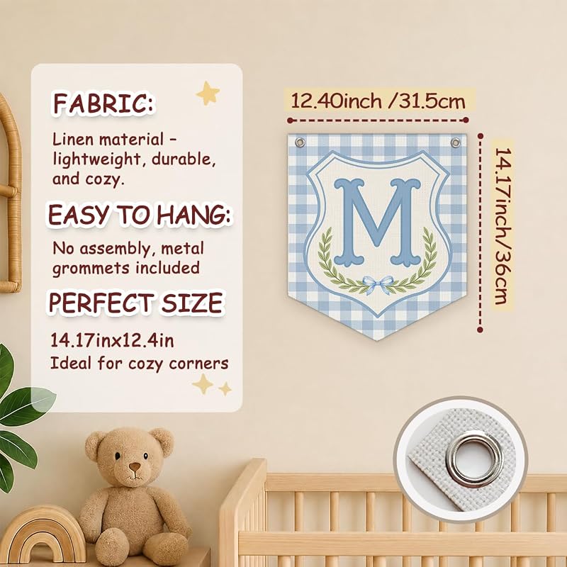 Personalized Baby Boy Name Banner - Nursery Decor Flag M