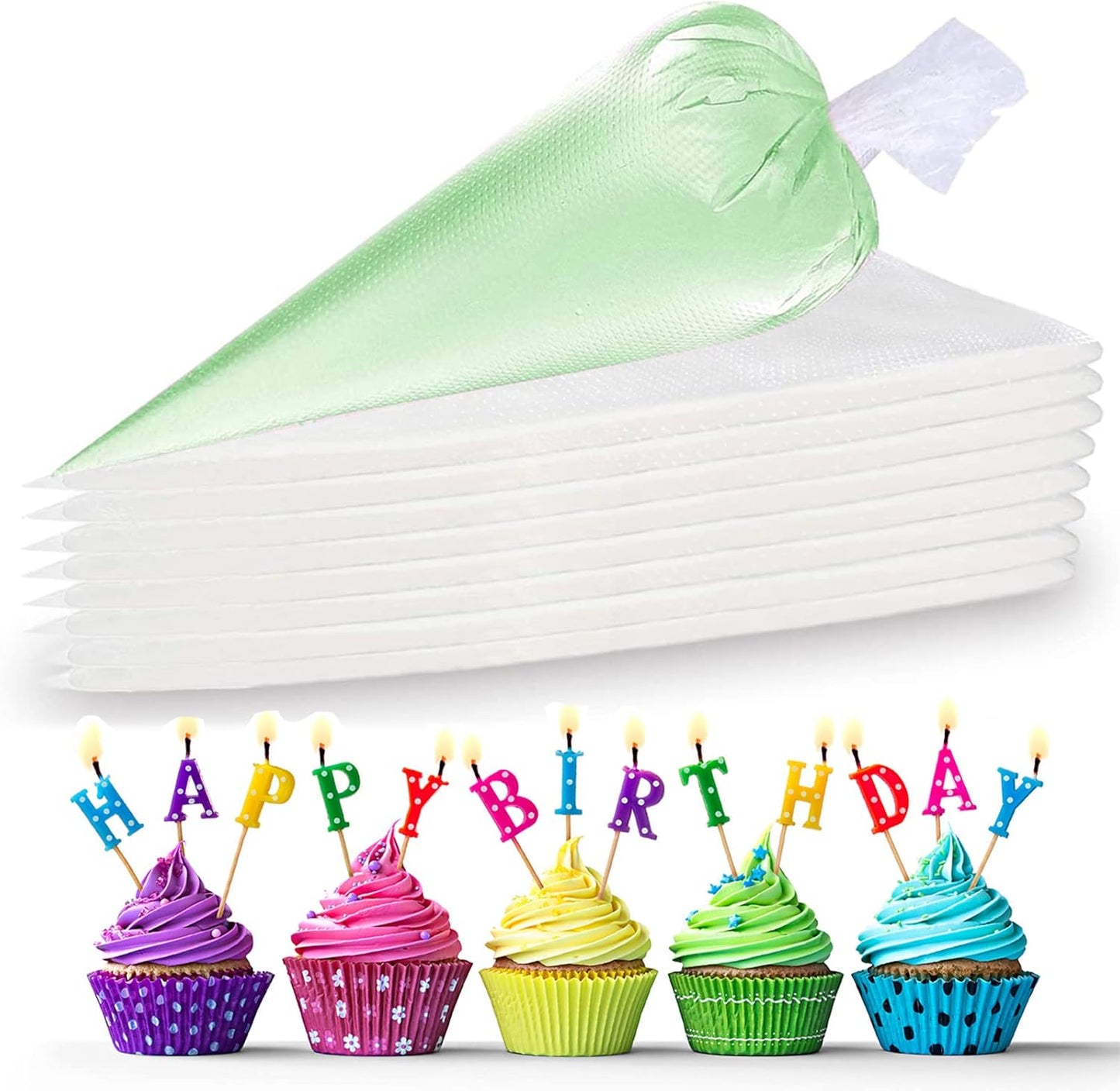 Skiennix 100 Disposable Piping Bags - 16 Inch Tipless Design for Cake, Cookie & Frosting Decorating