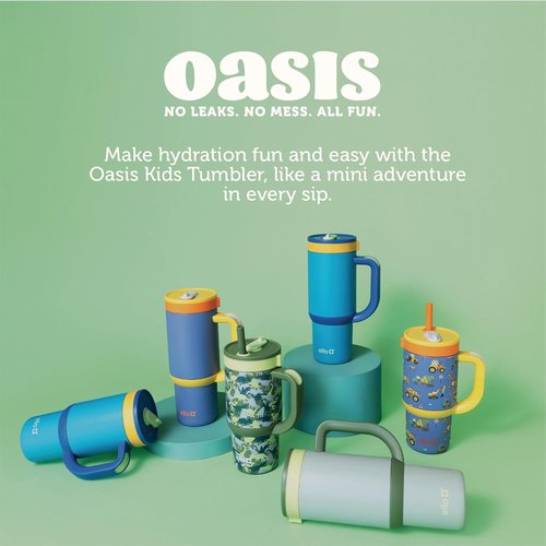 Ello Oasis 18oz Kids Tumbler - 100% Leakproof, Double-Wall Insulated Water Bottle | Avocado Color, BPA Free
