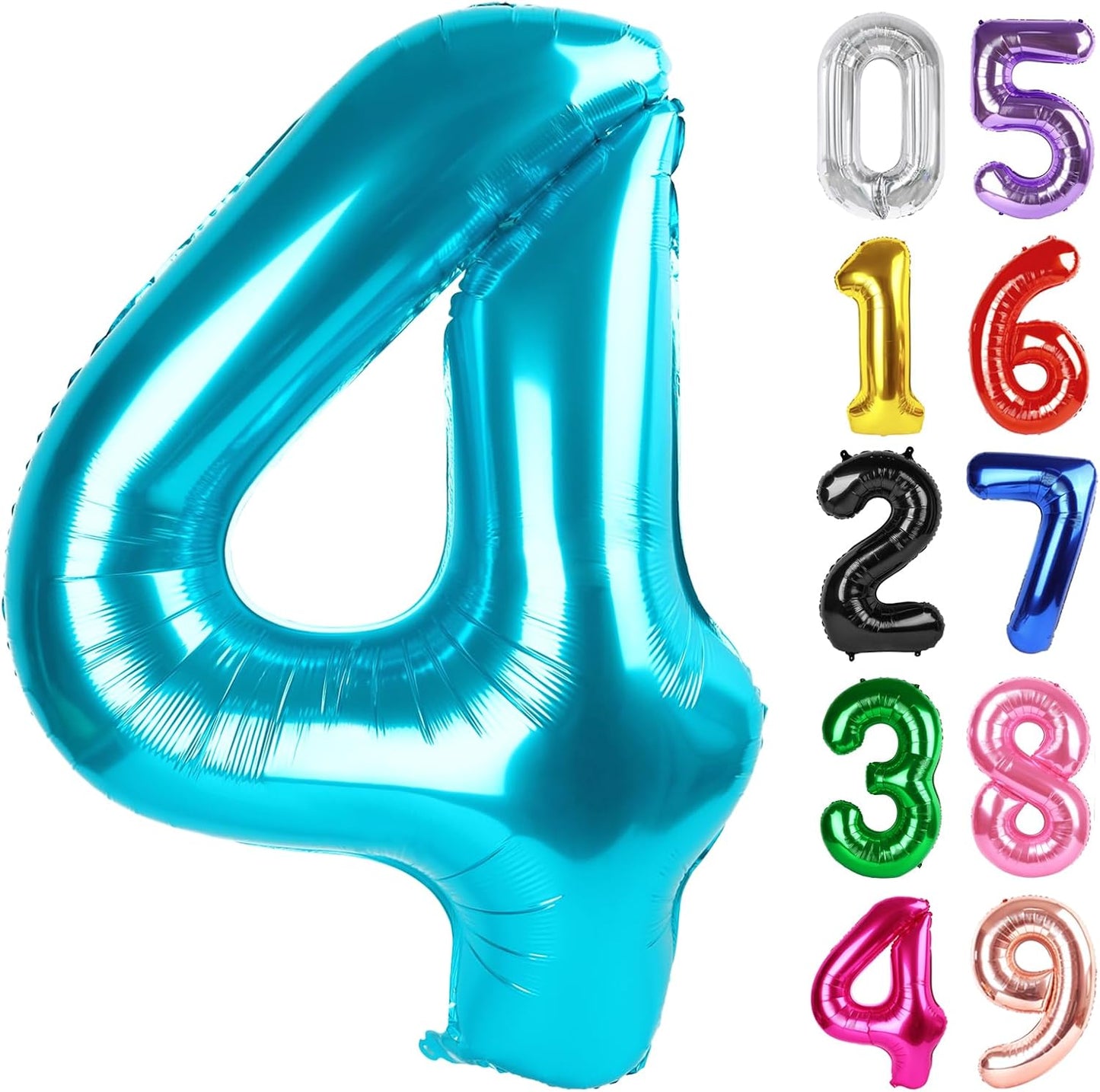 Number 4 Balloon by [Brand Name] - 40 Inch Light Blue Foil Balloon for 4th Birthday Party Decorations