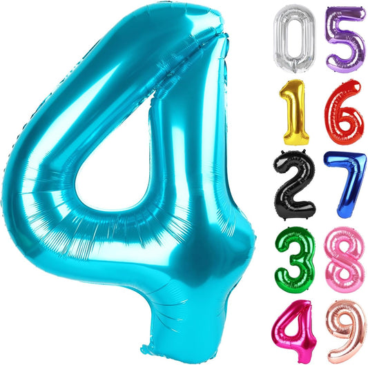 Number 4 Balloon by [Brand Name] - 40 Inch Light Blue Foil Balloon for 4th Birthday Party Decorations