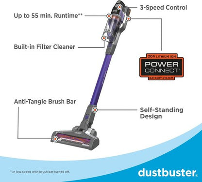 BLACK+DECKER Cordless Pet Hair Vacuum - Maximum Suction, Up to 55 Minutes Runtime, Lightweight Design