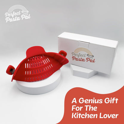 Perfect Pasta Pal Clip-On Strainer - Heat Resistant Silicone Colander for Easy Cooking | Dishwasher Safe