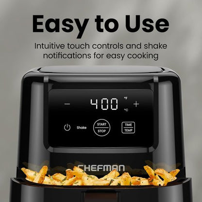 CHEFMAN 2 Qt Mini Air Fryer - Compact Digital Air Fryer with Nonstick Basket & Timer | Quick Meals in Black