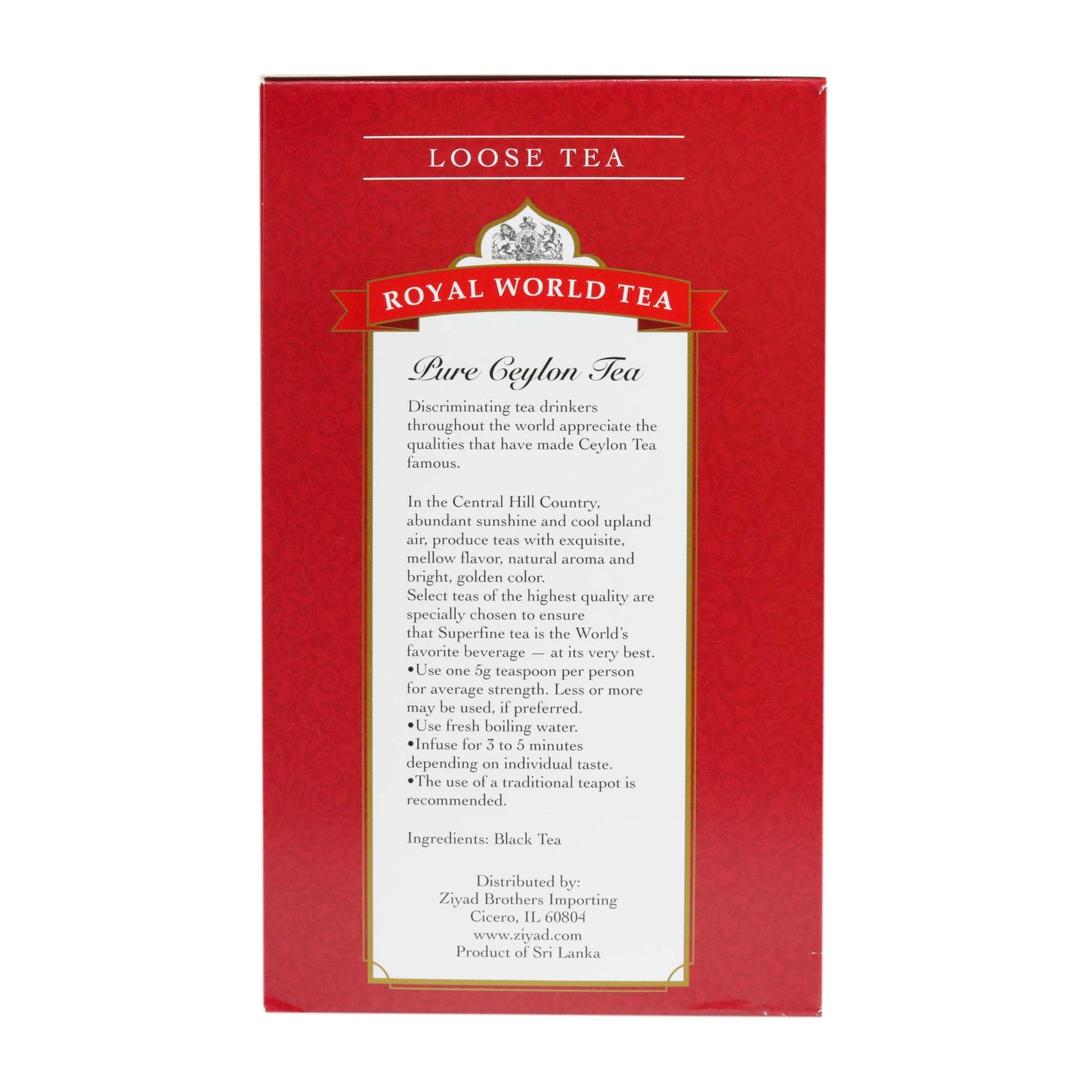 Royal World Black Tea Orange Pekoe Kalami Ceylons Finest, Natural Aroma and Bright, Golden Color, 17.6 oz