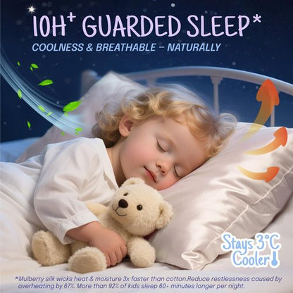 OLESILK Toddler 100% Mulberry Silk Pillowcase, Breathable Soft Smooth for Nursery Kids Night Sleeping, Silk Travel Pillow Cases with Hidden Zipper (1 Pack, Ivory, 13"x18")
