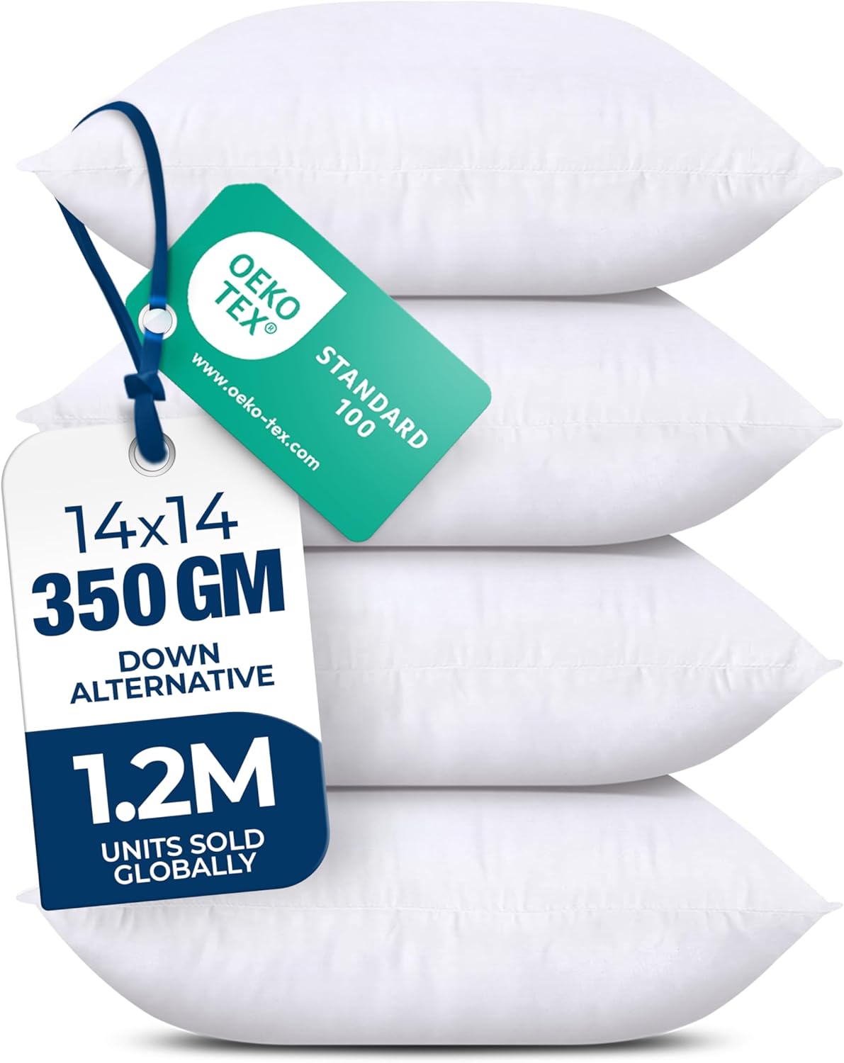 Utopia Bedding Throw Pillows - Fluffy Down Alternative Set of 4 | 14 x 14 Inches, White for Indoor & Outdoor Use