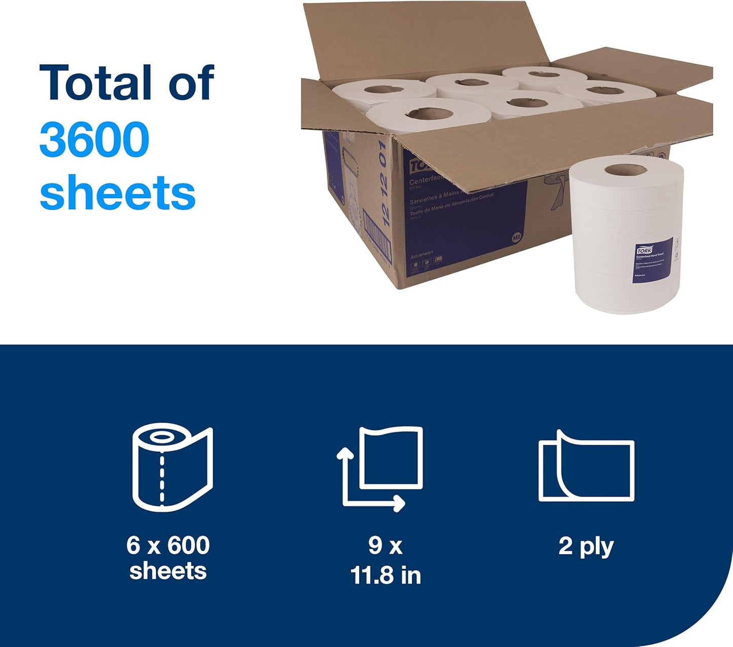 Tork Basic Centerfeed Paper Wiper - High Absorbency, White, 6 x 600 Sheets | Ideal for Quick Cleanup