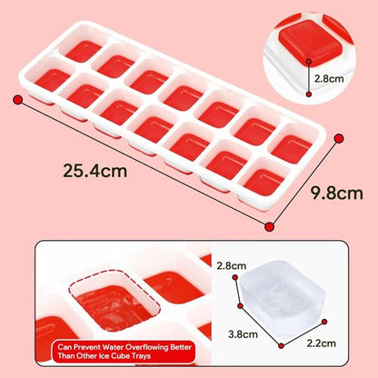 Airabc Silicone Ice Cube Trays - Easy-Release 14-Cube Design | BPA-Free & Stackable with Removable Lid