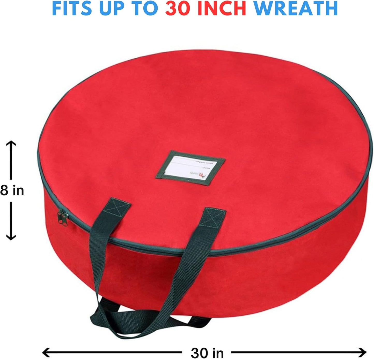 Primode Heavy Duty Wreath Storage Bag - Durable 600D Oxford Polyester for 30” Christmas Wreaths - Red