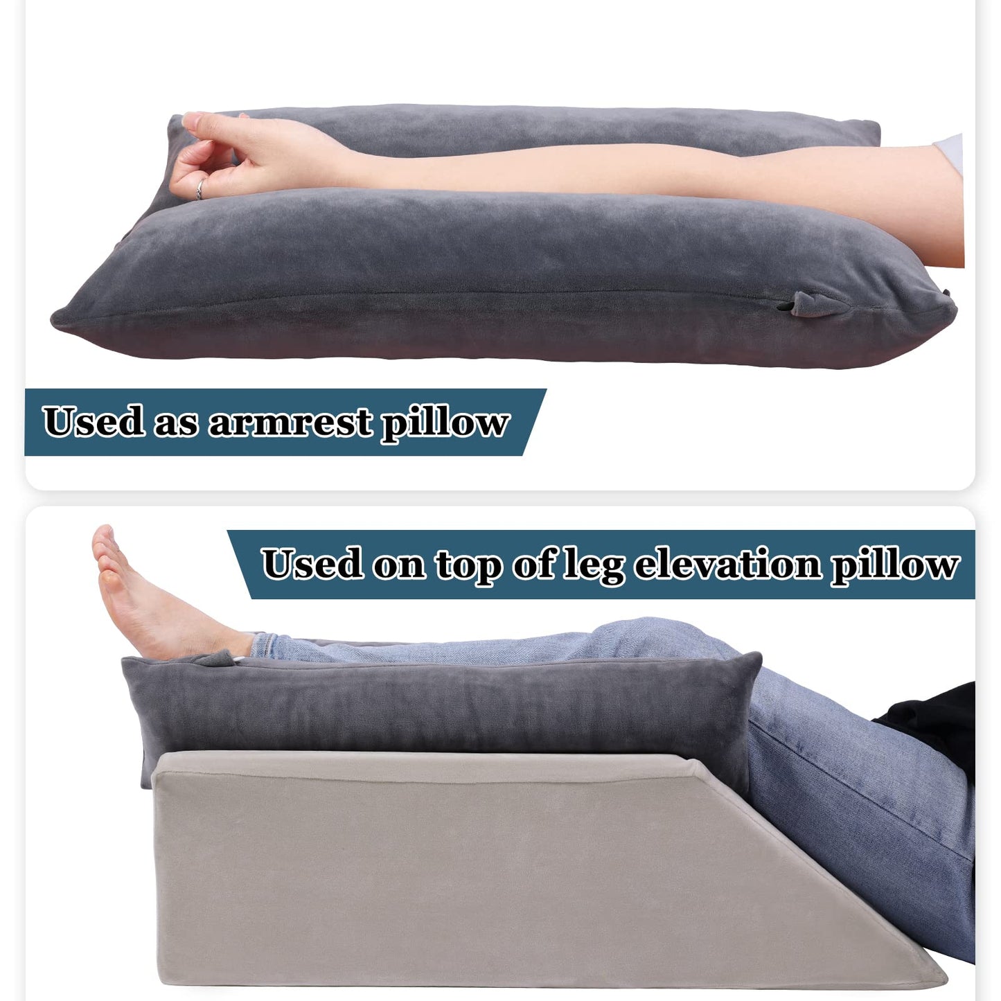 TANYOO Arm Elevation Pillow Shredded Memory Foam Filled Arm Stabilizer Elevation Pillow for Swelling and Circulation Pain Relief for Arm Pain, Shoulder Surgery and Leg Injury Washable Cover