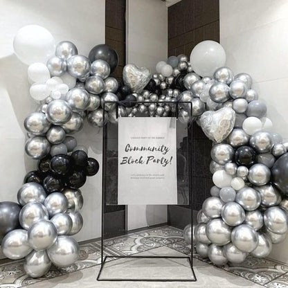 Awenztech Metallic Silver Balloons - 12 Inch Chrome Latex Balloons | 50pcs for Weddings, Graduations & Parties