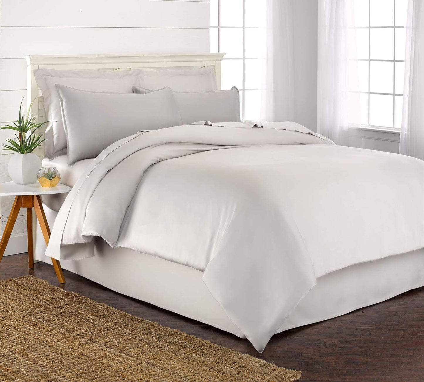 Pure Bamboo King Duvet Cover Set - 100% Organic Viscose, Luxuriously Soft & Cooling | Includes 2 Pillowcases (White)
