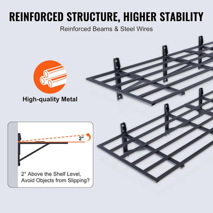 VEVOR Heavy-Duty Garage Shelving | Wall-Mounted Storage Rack | 2 x 6 Ft | 1600 Lbs Capacity | 2 Pack