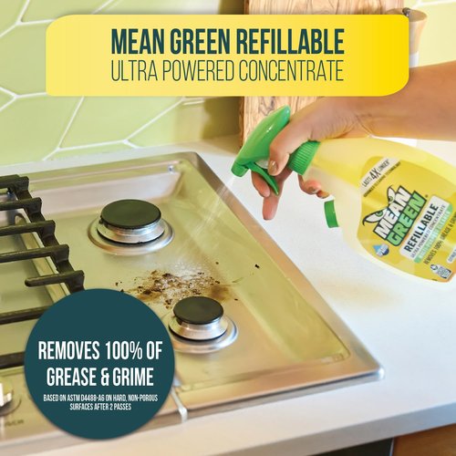 Mean Green Ultra Powered Refillable Cleaner Concentrate Variety 3 Pack – Multi-Purpose Citrus & Green Tea, Bathroom Tropical Breeze, Glass Fresh – 14.3 fl oz Each