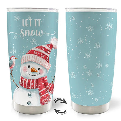 Winter Snowman 20oz Stainless Steel Travel Tumbler with Lid and Straw
