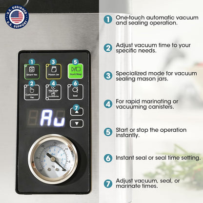 Vesta Precision 12” Chamber Vacuum Sealer - Smart Auto Vacuum & Easy-Clean System for Liquids, Meats & Sous Vide | V553