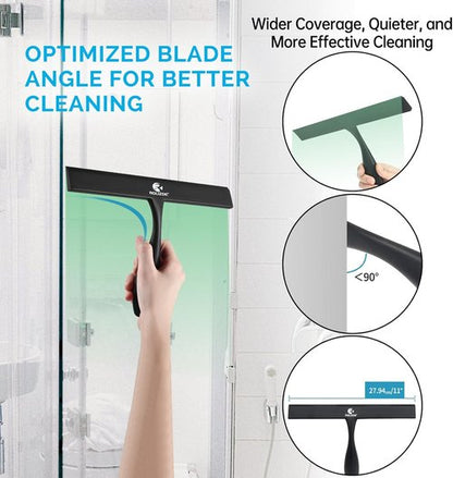 **Bold Shower Squeegee by [Brand Name] - 11" Anti-Rust Silicone with Ergonomic Handle | Perfect for Glass Doors & Windows**