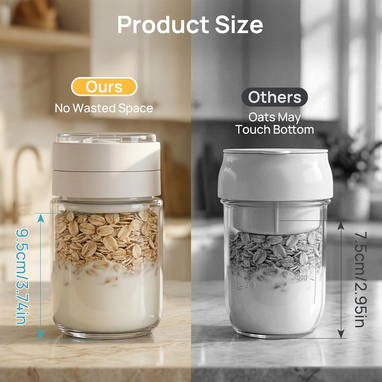 Vtopmart Glass Storage Containers - 8 Pack with Lids & 6 Pack 16 oz Overnight Oats Containers