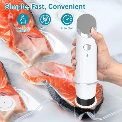 Handheld Vacuum Sealer - Compact Portable Food Sealer with 10 Reusable Bags for Travel & Meal Prep
