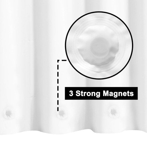Barossa Design White Stall Shower Curtain Liner with 3 Magnets - 36" x 72", Waterproof PEVA Shower Liner for Small Bathroom Stall, PVC Free, Metal Grommets - White, 36X72