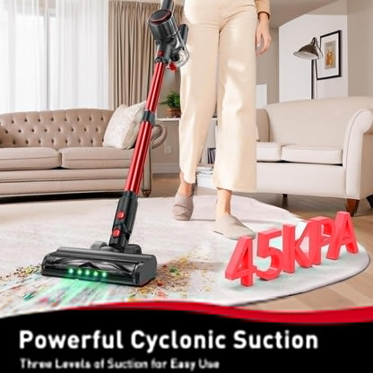 Skiennix Cordless Vacuum Cleaner - 45KPA Powerful Suction | 45-Minute Runtime | 8-in-1 Design for Home & Pet Hair