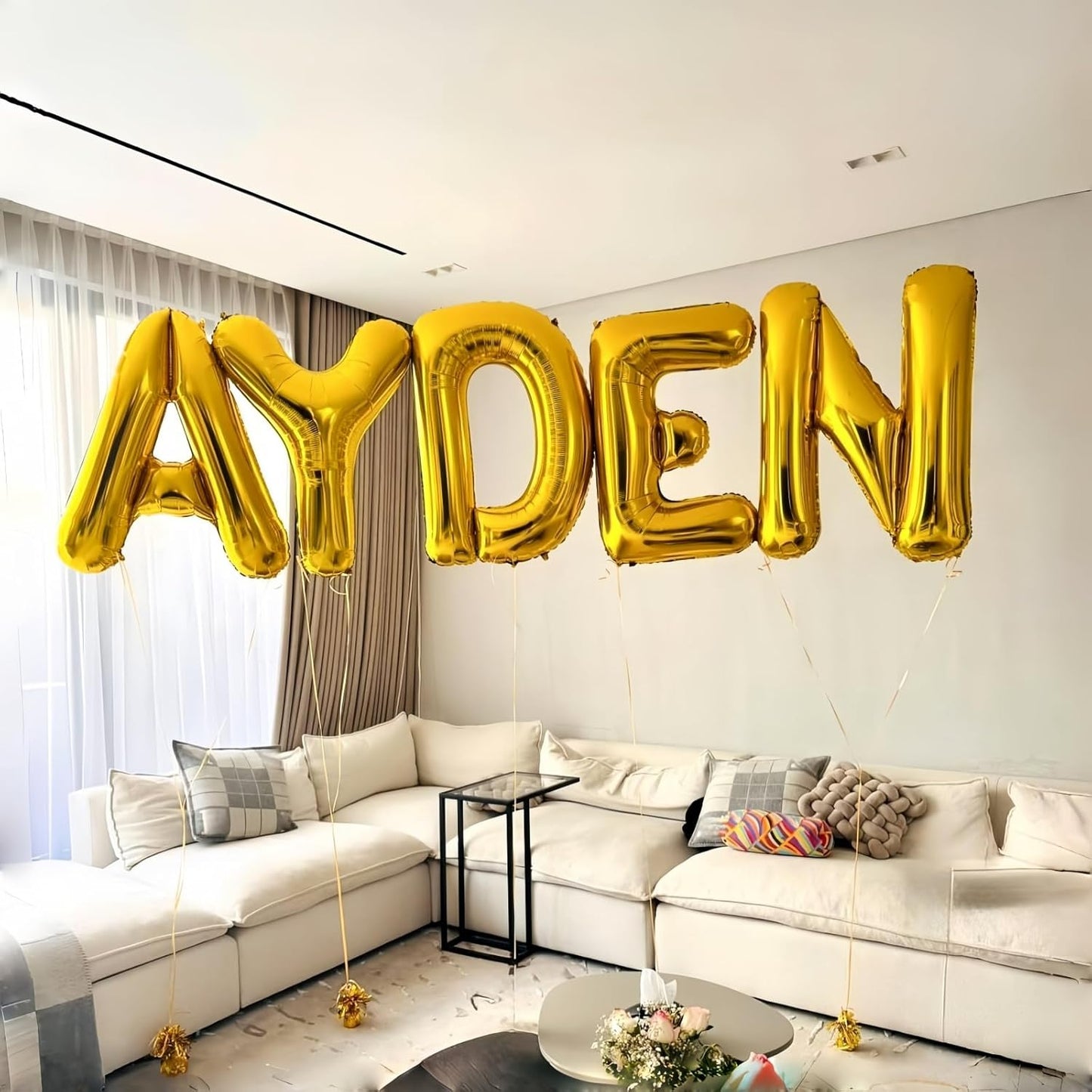 Skiennix 40 Inch Gold Alphabet Balloons - Large Self-Inflating Letter N Decor for Celebrations