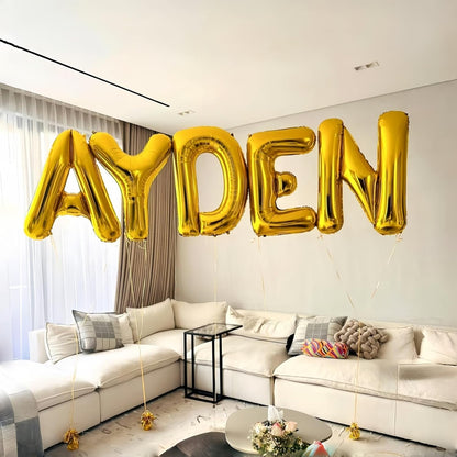 Skiennix 40 Inch Gold Alphabet Balloons - Large Self-Inflating Letter N Decor for Celebrations