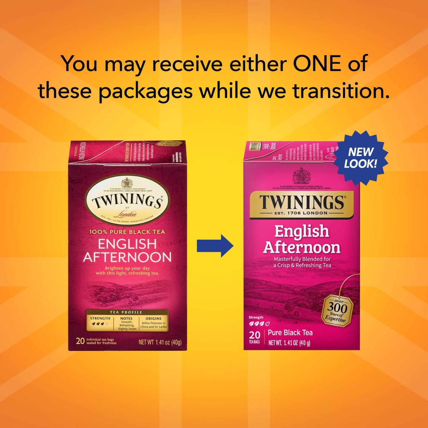 Twinings English Afternoon Tea - Refreshing Caffeinated Black Tea Bags | 2-Pack, 20 Count Each