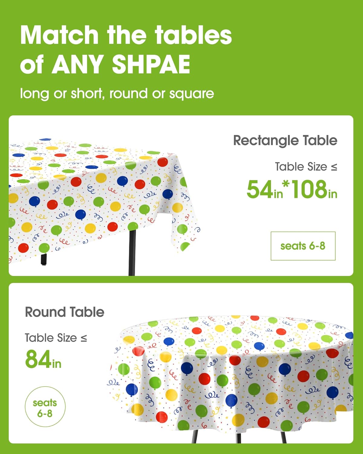 Pureegg Disposable Plastic Tablecloths - 10 Pack, 54 x 108 Inch, Leakproof Rainbow Design for Parties & Picnics
