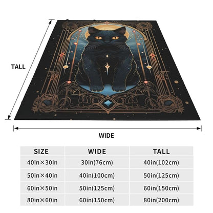Tarot Card Black Cat Blanket 80x60 - Cozy Flannel Throw for Bed & Sofa