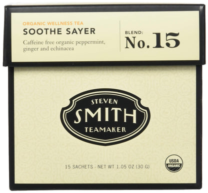 STEVEN SMITH TEAMAKER Smith Teamaker Organic Soothe Sayer No. 15 (Caffeine-free Organic Wellness Tea), 1.05 Oz, 15Count