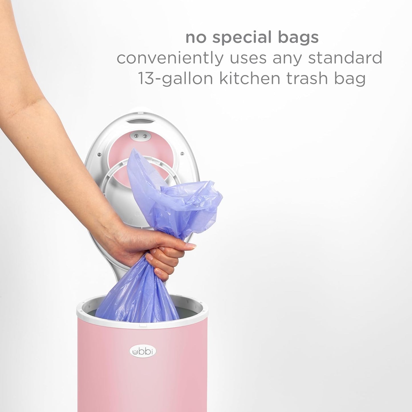 Ubbi Stainless Steel Diaper Pail - Odor Locking Design, No Special Bag Required | Fig Blossom Color