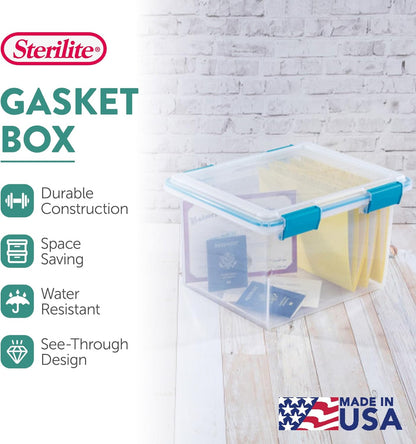 Sterilite 4-Pack Gasket Box | Weather-Resistant Storage Bins with Latching Lids - 32 Quart Heavy-Duty Organizers